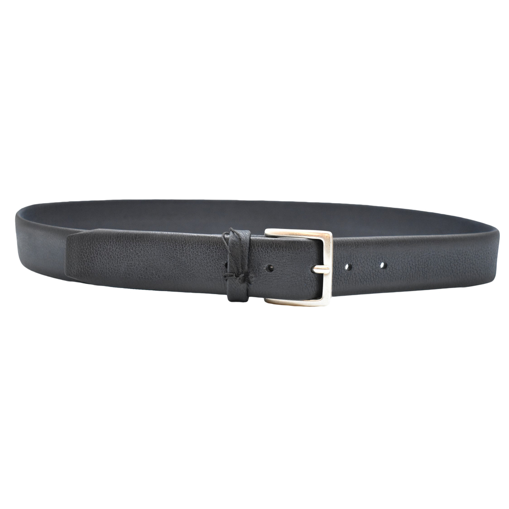 ORCIANI Minimalist Blue Leather Belt with Classic Silver Buckle